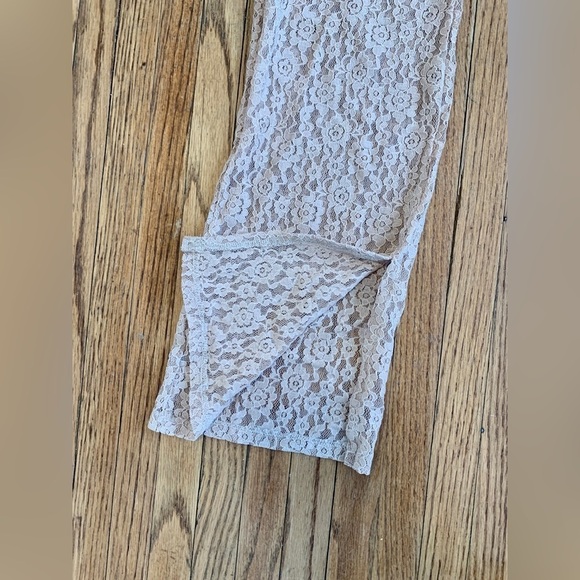 EB Denim Lace Sheer Low Rise Leggings Floral Flare NWT Beige Medium Pink Stretch - Picture 12 of 15